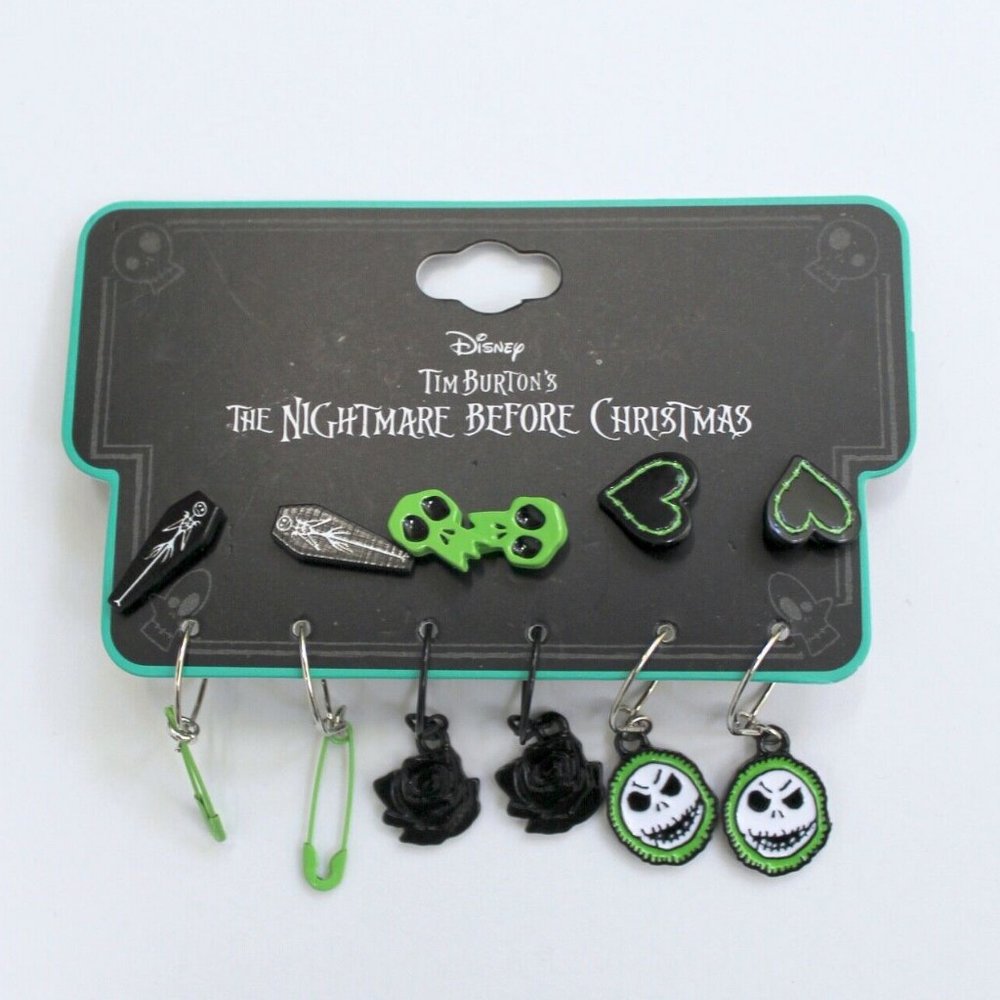 Disney The Nightmare Before Christmas 6 Pair Charm Hoop Earring Set